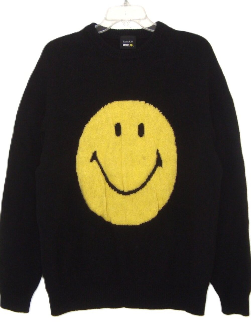Joshua Sanders Merino Wool Cashmere Smiley Sweater Size Med Black Yellow